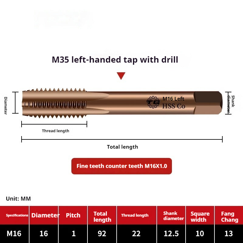 2122-M35 straight groove tap containing cobalt stainless steel, special fine tooth coarse tooth machine, tapping drill bit tool wire Shandong Denso Pricision Tools Co.,Ltd.